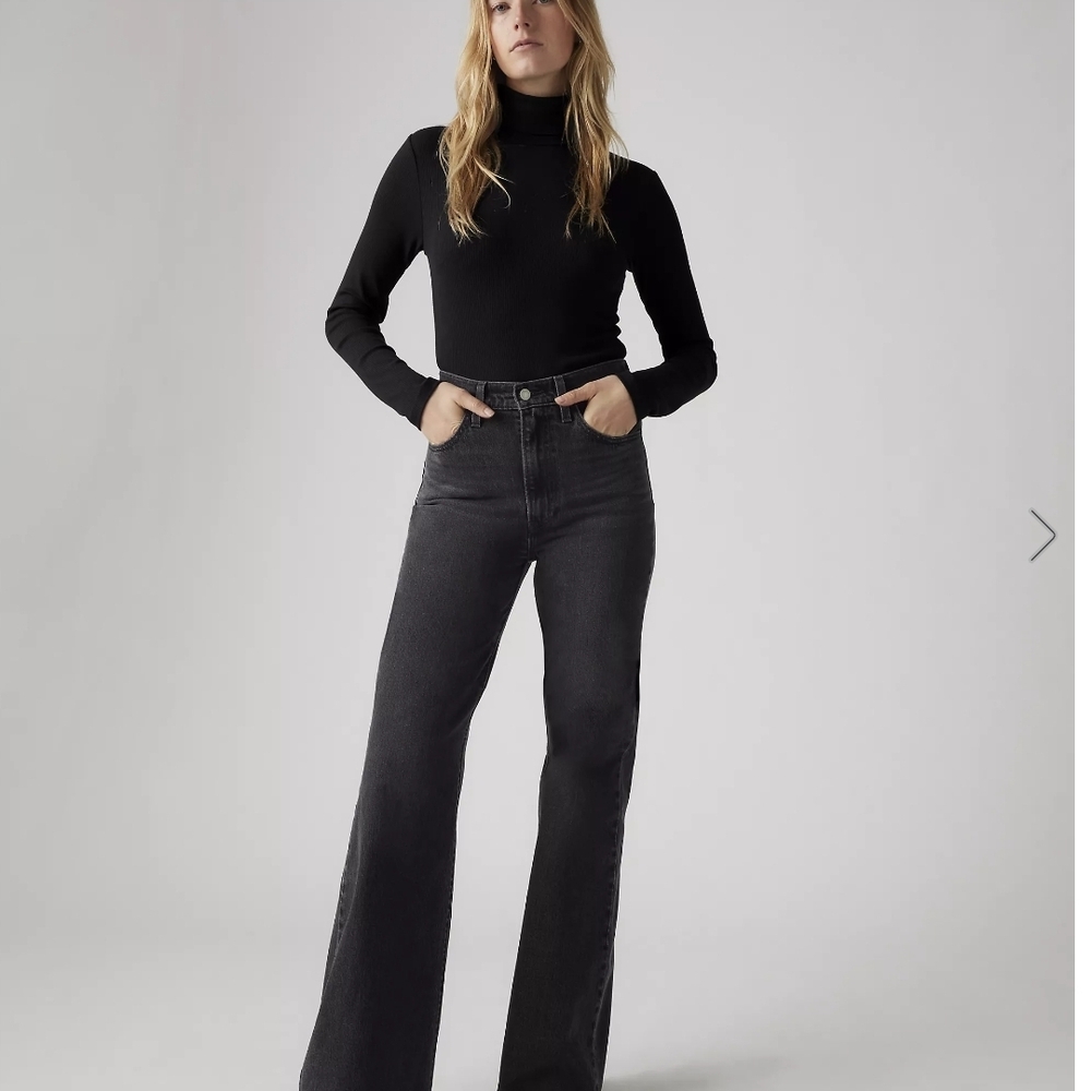 Levi's High-Rise Wide-Leg Jeans — Washed Black Denim